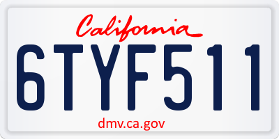 CA license plate 6TYF511