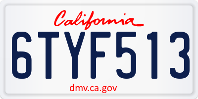 CA license plate 6TYF513
