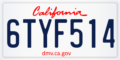 CA license plate 6TYF514