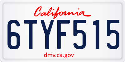 CA license plate 6TYF515
