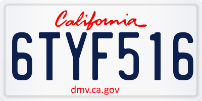 CA license plate 6TYF516