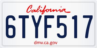 CA license plate 6TYF517