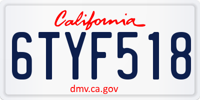 CA license plate 6TYF518