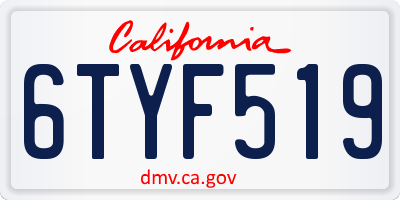 CA license plate 6TYF519