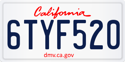 CA license plate 6TYF520