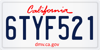 CA license plate 6TYF521
