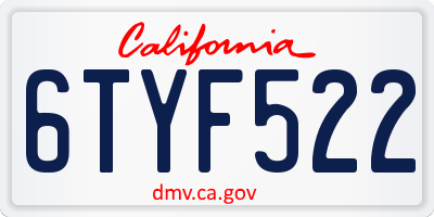 CA license plate 6TYF522