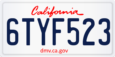 CA license plate 6TYF523