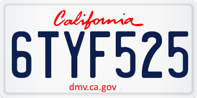 CA license plate 6TYF525