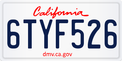 CA license plate 6TYF526