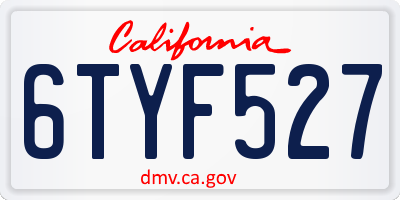 CA license plate 6TYF527