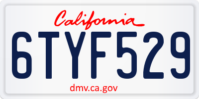 CA license plate 6TYF529