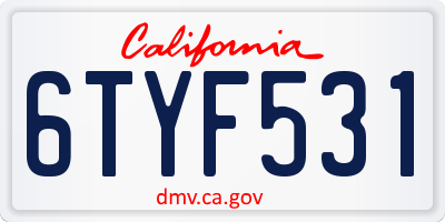 CA license plate 6TYF531