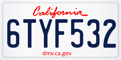 CA license plate 6TYF532