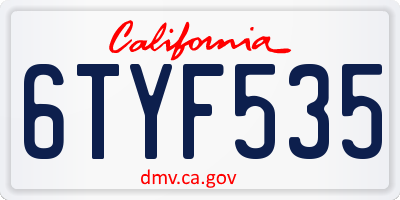 CA license plate 6TYF535