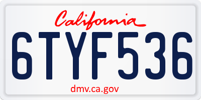 CA license plate 6TYF536