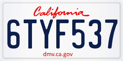 CA license plate 6TYF537