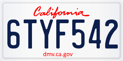 CA license plate 6TYF542