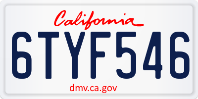 CA license plate 6TYF546