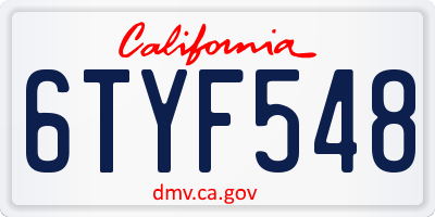 CA license plate 6TYF548