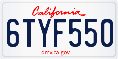 CA license plate 6TYF550