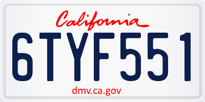 CA license plate 6TYF551