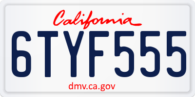 CA license plate 6TYF555