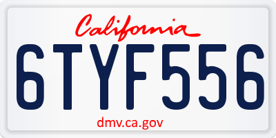 CA license plate 6TYF556