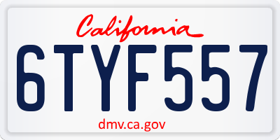 CA license plate 6TYF557