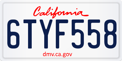 CA license plate 6TYF558