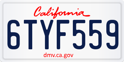 CA license plate 6TYF559