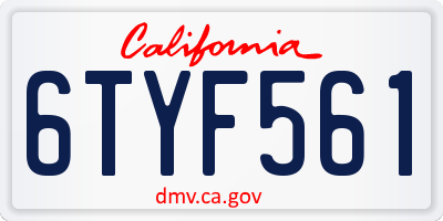 CA license plate 6TYF561