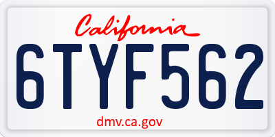 CA license plate 6TYF562