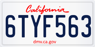 CA license plate 6TYF563