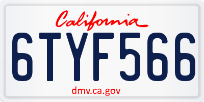 CA license plate 6TYF566