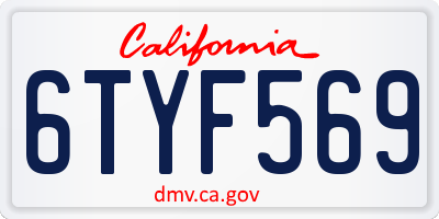 CA license plate 6TYF569
