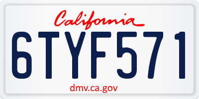 CA license plate 6TYF571