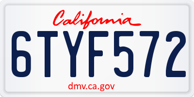 CA license plate 6TYF572