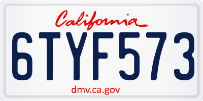 CA license plate 6TYF573