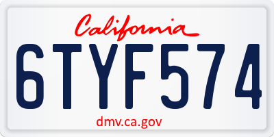 CA license plate 6TYF574