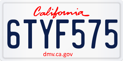 CA license plate 6TYF575