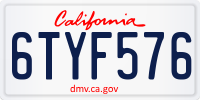 CA license plate 6TYF576