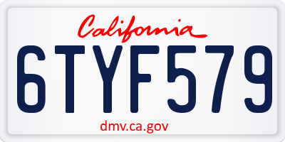 CA license plate 6TYF579