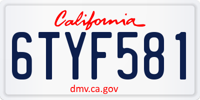 CA license plate 6TYF581