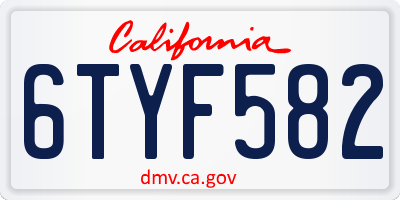 CA license plate 6TYF582