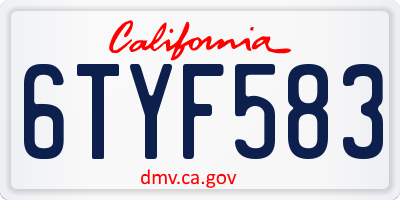 CA license plate 6TYF583