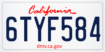 CA license plate 6TYF584