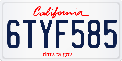 CA license plate 6TYF585