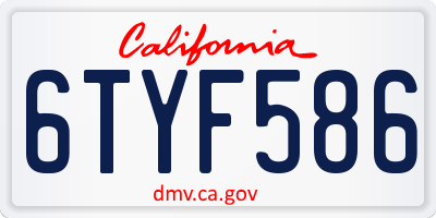 CA license plate 6TYF586