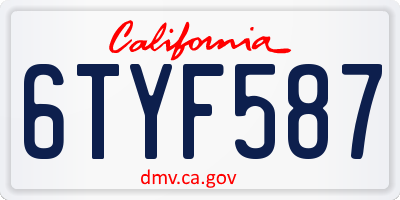 CA license plate 6TYF587